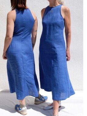 Elegant Blue Sleeveless Dress